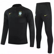 2021 Brazil Black Training Kits Sweatshirt with Pants