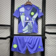 2024-25 Manchester United Kids Purple Goalkeeper Soccer Children Kits Shirt With Shorts