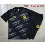 2020-21 Dortmund Black Training Sets Capri Pants with Shirt
