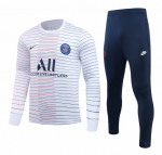 2019-20 PSG White Stripe Sweatshirt Training Suits and Pants