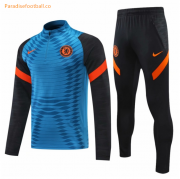 2021-22 Chelsea Blue Black Training Kits Sweatshirt with Pants