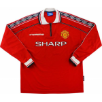 1998-99 Manchester United Retro Long Sleeve Home Soccer Jersey Shirt