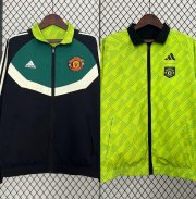 2024-25 Manchester United Black Green Reversible Trench Coat Jacket