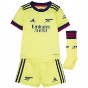 2021-22 Arsenal Kids Away Yellow Soccer Kits Shirt With Shorts