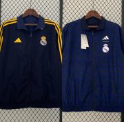 2023-24 Real Madrid Black Blue Reversible Trench Coat Jacket