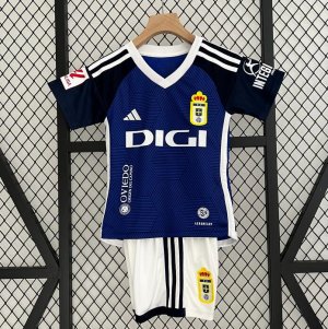 2023-24 Real Oviedo Kids Home Soccer Kits Shirt With Shorts