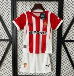 2024-25 Sporting Gijon Kids Home Soccer Kits Shirt With Shorts