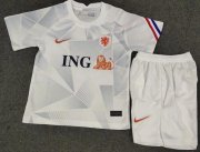 Kids Netherlands 2020 EURO White Training Shirt With Shorts