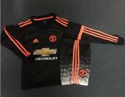 Kids Manchester United 2015-16 Third Long Sleeve Soccer Shirt With Shorts