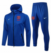 2021-22 Barcelona Blue Training Kits Hoodie Jacket with Trousers
