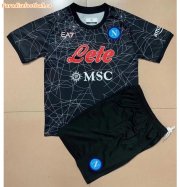 Kids Napoli 2021-22 Black Halloween Maglia Gara Soccer Kits Shirt With Shorts