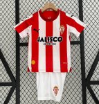 2023-24 Sporting Gijon Kids Home Soccer Kits Shirt With Shorts