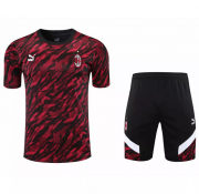 2021-22 AC Milan Red Black Training Kits Shirt with Shorts