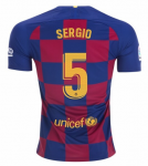 2019-20 Barcelona Home Soccer Jersey Shirt Sergio Busquets #5