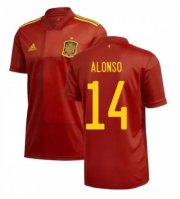 2020 EURO Spain Home Soccer Jersey Shirt ALONSO 14
