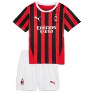 2024-25 AC Milan Home Kids Soccer Kits Shirt with Shorts