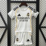 Leaked Version 2025-26 Real Madrid Home Kids Soccer Kits Shirt With Shorts