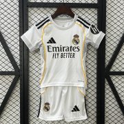 Leaked Version 2025-26 Real Madrid Home Kids Soccer Kits Shirt With Shorts