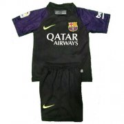 Kids Barcelona 2016-17 Black Goalkeeper Soccer Shirt With Shorts