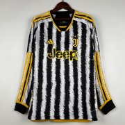 2023-24 Juventus Long Sleeve Home Soccer Jersey Shirt
