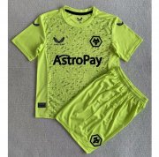 2023-24 Wolverhampton Wanderers Kids Goalkeeper Soccer Kits Shirt With Shorts
