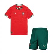 2025-26 Portugal Kids Home Soccer Kits Shirt With Shorts