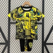 2024/25 Brazil Kids Special Yellow Soccer Kits Shirt With Shorts