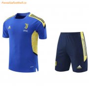 2021-22 Juventus Blue Yellow Training Uniforms Shirt with Shorts