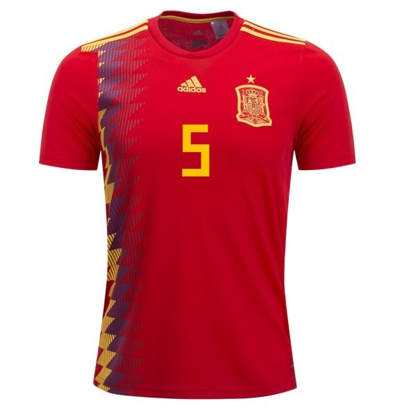2018 World Cup Spain #5 SERGIO Home Soccer Jersey Shirt - Click Image to Close