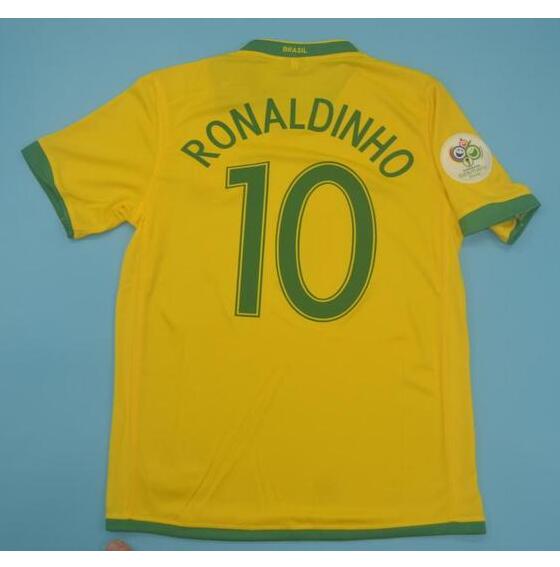 Cheap 2006 Brazil Home Retro Soccer Jersey Shirt RONALDINHO #10