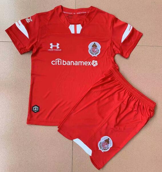 Kids Deportivo Toluca 2019-20 Home Soccer Shirt With Shorts