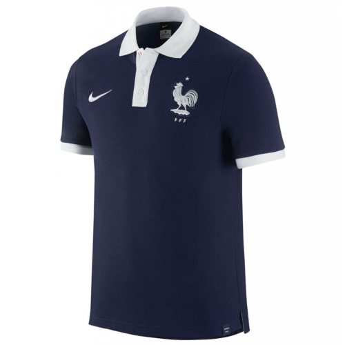 2016 France Navy White Core Polo T-Shirt